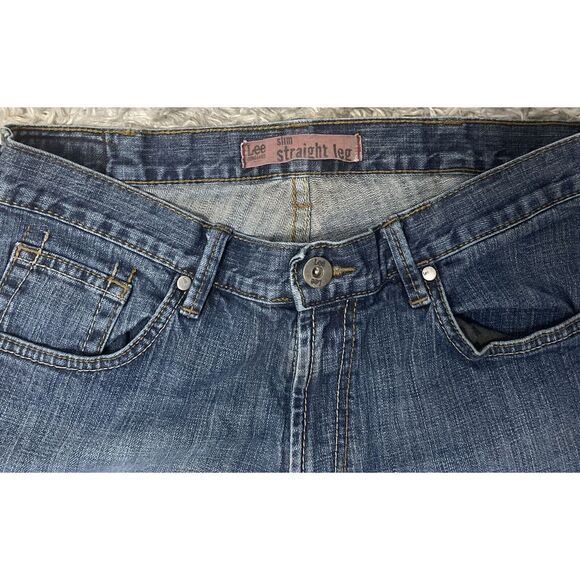 Vintage✨Lee Jeans Men's 34x34 Blue Denim Slim Fit Straight Leg Classic - Picture 2 of 5